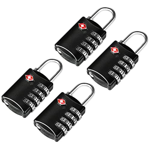 4 Schwarze TSA Reiseschlösser Gepäckschlösser mit 4-stelligen Zahlencode 4 Schwarze TSA Reiseschlösser Gepäckschlösser mit 4-stelligen Zahlencode von DonDon