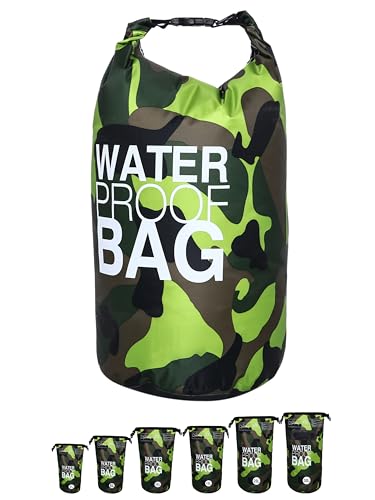 DonDon Dry Bag wasserdichte Tasche 2l, 5l, 10l, 15l, 20l, 30l Pack-Sack Beutel mit Schultergurt - Camouflage 30 Liter von DonDon