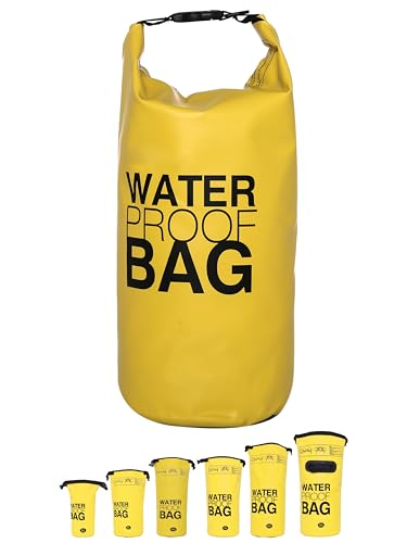 DonDon Dry Bag wasserdichte Tasche 2l, 5l, 10l, 15l, 20l, 30l Pack-Sack Beutel mit Schultergurt - gelb 15 Liter von DonDon