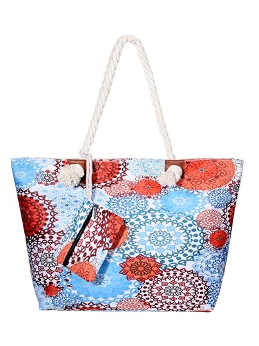 DonDon Badetasche XXL Familie Strandtasche Damen mit Reißverschluss Beach bag groß - Retro Chic von DonDon