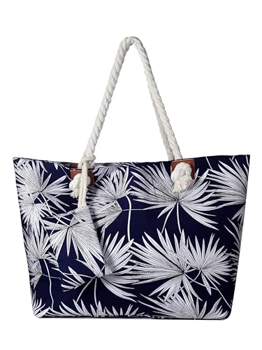DonDon Strandtasche XXL Familie Badetasche Damen mit Reißverschluss Beach bag groß - Seegras dunkelblau DonDon Strandtasche XXL Familie Badetasche Damen mit Reißverschluss Beach bag groß - Seegras dunkelblau von DonDon