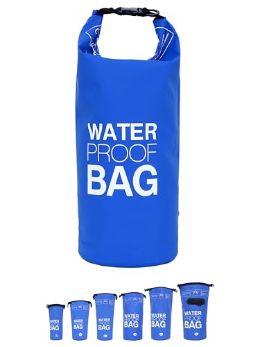 DonDon Dry Bag wasserdichte Tasche 2l, 5l, 10l, 15l, 20l, 30l Pack-Sack Beutel mit Schultergurt - blau 10 Liter von DonDon