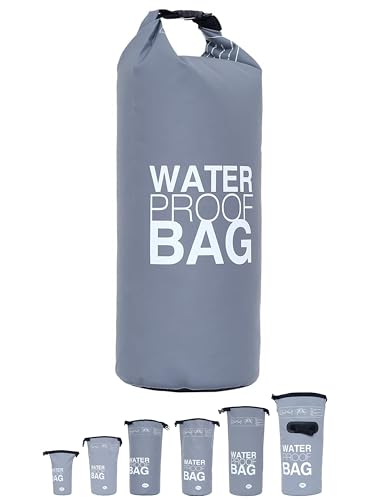 DonDon Dry Bag wasserdichte Tasche 2l, 5l, 10l, 15l, 20l, 30l Pack-Sack Beutel mit Schultergurt - grau 20 Liter DonDon Dry Bag wasserdichte Tasche 2l, 5l, 10l, 15l, 20l, 30l Pack-Sack Beutel mit Schultergurt - grau 20 Liter von DonDon