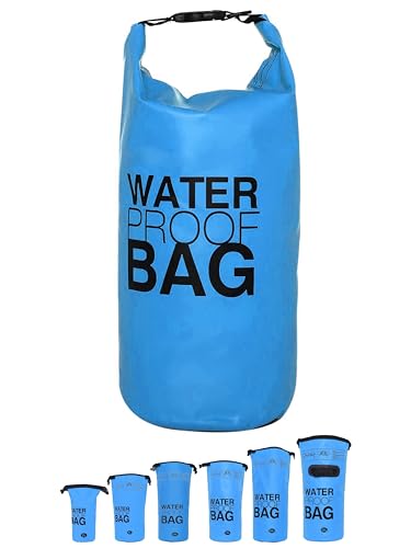 DonDon Dry Bag wasserdichte Tasche 2l, 5l, 10l, 15l, 20l, 30l Pack-Sack Beutel mit Schultergurt - hellblau 15 Liter von DonDon