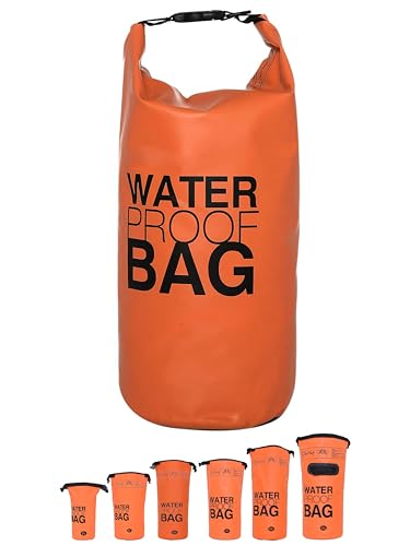 DonDon Dry Bag wasserdichte Tasche 2l, 5l, 10l, 15l, 20l, 30l Pack-Sack Beutel mit Schultergurt - orange 10 Liter von DonDon