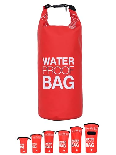 DonDon Dry Bag wasserdichte Tasche 2l, 5l, 10l, 15l, 20l, 30l Pack-Sack Beutel mit Schultergurt - rot 10 Liter von DonDon