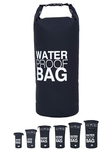 DonDon Dry Bag wasserdichte Tasche 2l, 5l, 10l, 15l, 20l, 30l Pack-Sack Beutel mit Schultergurt - schwarz 2 Liter von DonDon