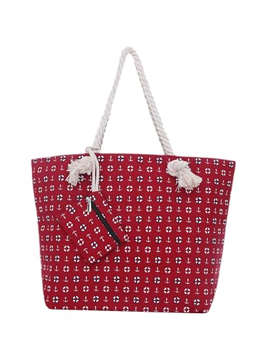 DonDon Strandtasche XXL Familie Badetasche Damen mit Reißverschluss Beach bag groß - rot DonDon Strandtasche XXL Familie Badetasche Damen mit Reißverschluss Beach bag groß - rot von DonDon
