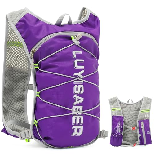 Donaky Trinkrucksack Laufweste Trailrunning Rucksack Damen Herren, Ultraleicht Laufrucksack Reflektierend Lauf Weste Fahrradrucksack für Sport Radfahren Klettern Wandern Trail Marathon, Lila Donaky Trinkrucksack Laufweste Trailrunning Rucksack Damen Herren, Ultraleicht Laufrucksack Reflektierend Lauf Weste Fahrradrucksack für Sport Radfahren Klettern Wandern Trail Marathon, Lila von Donaky