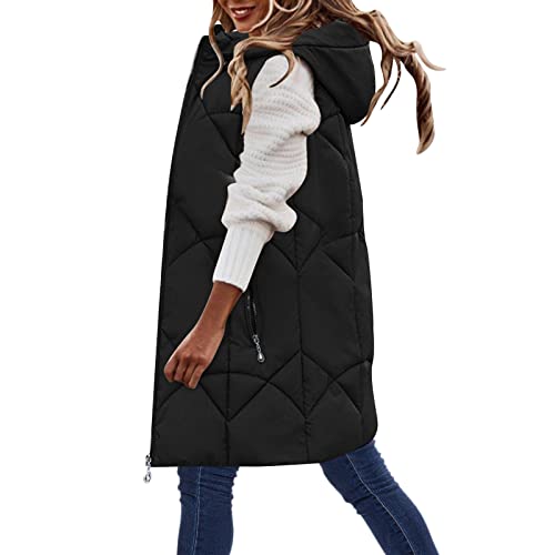 DondPO Daunenweste Damen Lang, Retourenware, Daunenmantel Damen Daunenweste Lang Herbst Jacken Für Herbstjacke Westen Ärmellose Weste Steppmantel Jacke Mantel Winter Longweste von DondPO