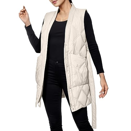 DondPO Steppmantel Damen, Retourenkauf, Weste Damen Lang Wintermantel Elegant Ärmellose Daunenweste Daunenmantel Mantel Winter Herbst Jacken Für Westen Übergangsjacke von DondPO