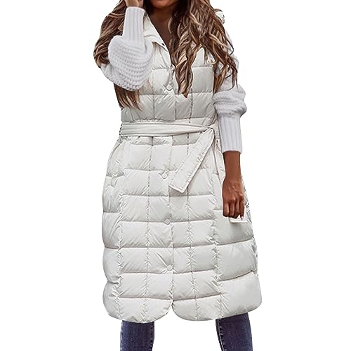 DondPO Steppmantel Damen, Retourenware, Damen Weste Steppmantel Leicht Herbstjacke Mantel Winter Daunenweste Elegant Lang Steppweste Jacke Herbst Wintermantel Damenweste von DondPO