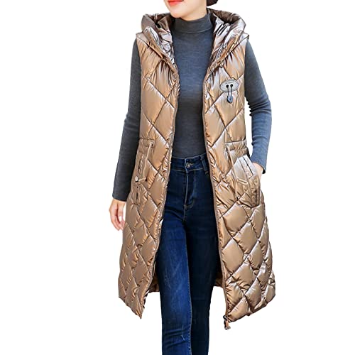 DondPO Steppmantel Damen Leicht, Angebote Tages Blitzangebote, Lange Weste Damen Steppmantel Leicht Wintermantel Lang Jacke Herbst Longweste Damenweste Steppweste Winterjacke Daunenmantel von DondPO