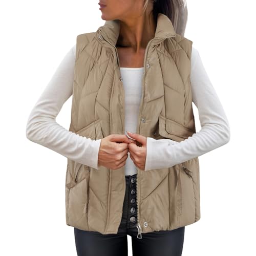 DondPO Steppmantel Damen Leicht, Retourenkauf Angebote, Daunenmantel Damen Daunenweste Lang Jacke Herbst Weste Westen Mantel Winter Lange Winterjacke Wintermantel Warm Ärmellose von DondPO