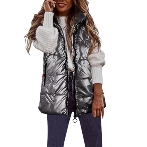 DondPO Steppmantel Damen Leicht, Warehouse Deal, Damen Weste Lang Wintermantel Jacke Herbst Damenweste Mantel Winter Daunenmantel Damen-Westen Winterjacke Softshell Steppweste von DondPO