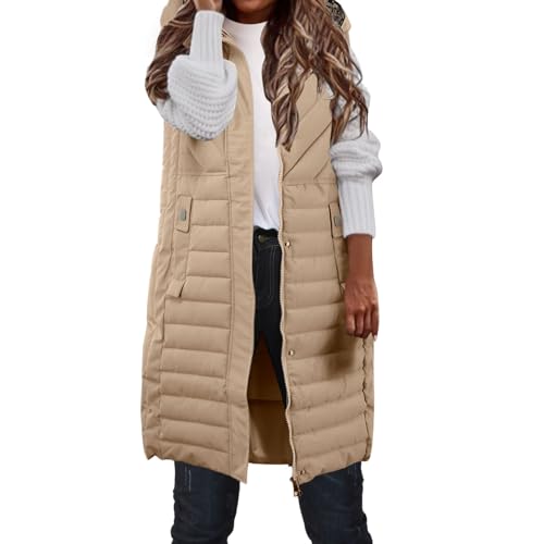 DondPO Steppweste Damen Lang, Angebot des Tages, Weste Damen Lang Daunenweste Herbst Jacken Für Herbstjacke Softshell Steppmantel Leicht Mantel Winter Outdoor Übergangsjacke von DondPO