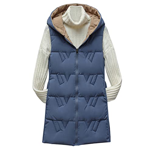 DondPO Steppweste Damen Lang, Blitzangebote des Tages, Damen-Westen Daunenmantel Damen Winterjacke Lang Wintermantel Warm Westen Weste Jacke Herbst Mantel Winter Damenweste Steppweste von DondPO