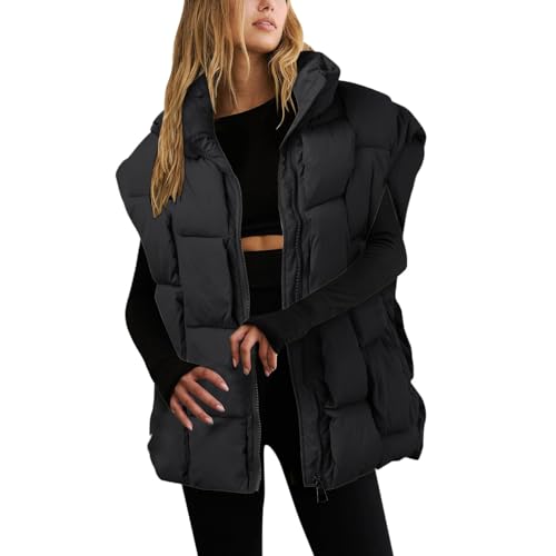 DondPO Weste Damen, Blitzangebote des Tages, Lange Weste Damen Steppweste Wintermantel Warm Jacke Herbst Elegant Daunenweste Lang Winterjacke Mantel Winter Ärmellose von DondPO