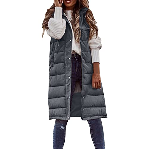 DondPO Weste Damen, Weihnachten Sale, Steppmantel Damen Weste Jacke Herbst Winterjacke Lang Damenweste Übergangsjacke Steppweste Damen-Westen Herbstjacke Mantel Winter von DondPO