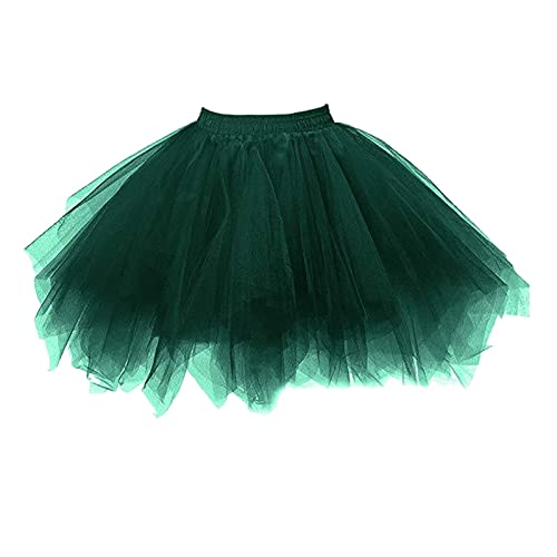 Karneval Kostüm, Tüllrock Grün Damen, Petticoat Tüllrock Karneval Tutu Damen Ballettrock Tütü Kostüm Rock Karnevalskostüme Underskirt 50er Rockabilly Tanzrock Grün3 von DondPO