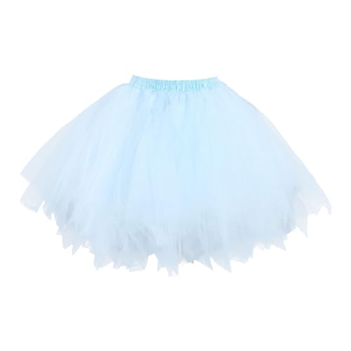 Tüllrock Damen, Ballett Kostüm Damen, Rock Damen Tüllrock Karneval Kostüm Tütü Tutu Ballettrock Petticoat Karnevalskostüme 50er Rockabilly Partykleid Underskirt Hellblau von DondPO