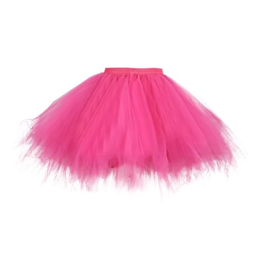 Tüllrock Karneval, 50Er Jahre Kostüm, Tutu Damen Ballettrock Petticoat Tüllrock Karneval Tütü Rock Underskirt Karnevalskostüme 50er Rockabilly Reifrock Kostüm Heißes Rosa von DondPO