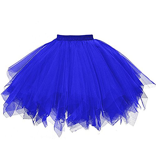 Tütü Damen, Tüllrock Schwarz, Tütü Damen Petticoat Tutu Ballettrock Rock Tüllrock Karneval Kostüm Underskirt Unterrock Karnevalskostüme 50er Rockabilly Blau von DondPO