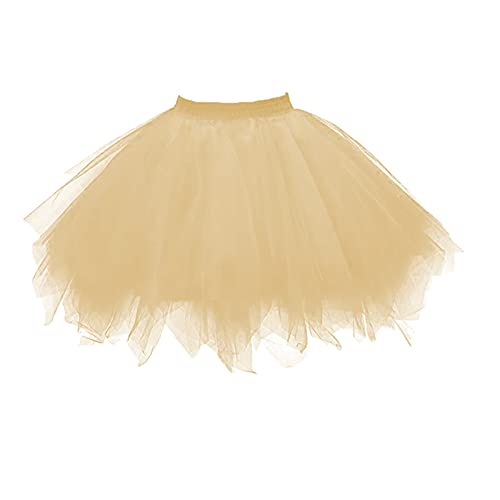 Tutu Damen, Gelber Tüllrock Damen, Tütü Damen Rock Karneval Kostüm Petticoat Tutu Tüllrock Ballettrock Partykleid Reifrock 50er Rockabilly Karnevalskostüme Khaki von DondPO