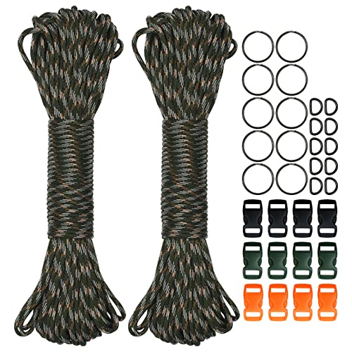 Dondeen Paracord 4mm 60m Camouflage, Paracord 550 Nylon Fallschirmschnur Paracord Schnur mit 7 Kernsträngen Reißfest und Langlebig (Camouflage, 4mm x 60m) von Dondeen