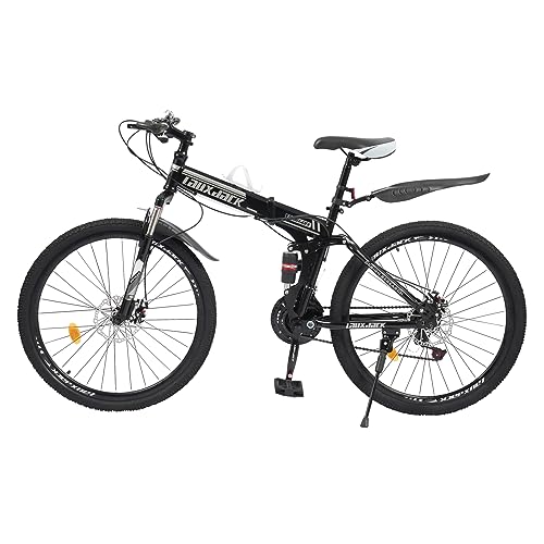 Donened Tragbar Klappbar Mountainbike 26 Zoll, 21-Gang Fahrrad Faltbares Design Folding Mountain Bikes mit Doppelscheibenbremsen Offroad-Fahrrad für Mädchen Jungen (Schwarz1) von Donened