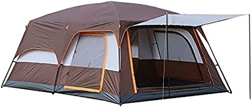 2-Zimmer-Campingzelt, leichte Zelte für Camping, 210T-verschlüsseltes Polyester-Zelthaus für lebendes Camping, Bergsteigen,Braun,Mitte von DongJunDi