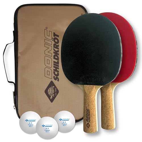 Donic-Schildkröt Tischtennis-Set Persson 500, 2 Schläger mit angenehmen Korkgriff, 3 Bälle in sehr guter 2* Qualität, wertige Tasche, komplette Ausstattung, 788490 Donic-Schildkröt Tischtennis-Set Persson 500, 2 Schläger mit angenehmen Korkgriff, 3 Bälle in sehr guter 2* Qualität, wertige Tasche, komplette Ausstattung, 788490 von Schildkröt