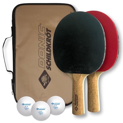 Donic-Schildkröt Tischtennis-Set Persson 500, 2 Schläger mit angenehmen Korkgriff, 3 Bälle in sehr guter 2* Qualität, wertige Tasche, komplette Ausstattung, 788490 von Schildkröt