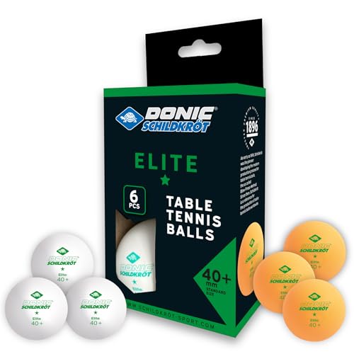 Donic-Schildkröt Tischtennisball 1-Stern Elite, Poly 40+ Qualität, 6 Stk. im Blister, 3x weiß / 3x orange von Donic-Schildkröt