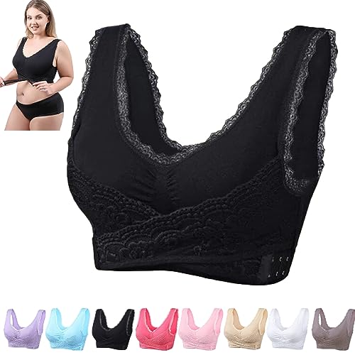 Bequemer Corset-BH mit seitlicher Schnalle,Kendally-BH,kabelloser Stütz-BH, Formende Haltungs-BHS für ältere Frauen (Black,3XL) von Donubiiu