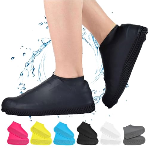 Donubiiu Anti Slip Waterproof Shoe Covers, Affectionk Anti-Slip Waterproof Shoe Covers, Reusable Silicone Rubber Waterproof Shoe Covers, Foldable Rain Shoe Covers for Outdoor (Black,S) von Donubiiu