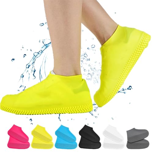 Donubiiu Anti Slip Waterproof Shoe Covers, Affectionk Anti-Slip Waterproof Shoe Covers, Reusable Silicone Rubber Waterproof Shoe Covers, Foldable Rain Shoe Covers for Outdoor (Yellow,L) von Donubiiu