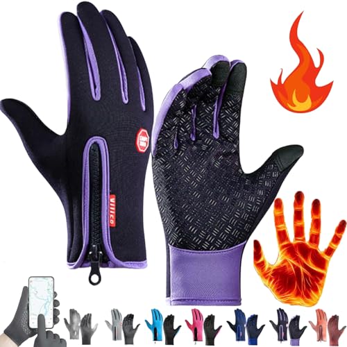 Donubiiu Frostfit - Thermo Handschuhe,Frostfit Thermohandschuhe,Frostfit Thermohandschuhe,Wasserdicht, Touchscreen (Violett,M) von Donubiiu