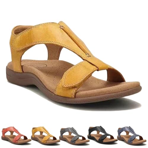 Donubiiu Orthosun Sandalen Damen, Ortho Sun Sandalen, OrthopäDische Sandalen Damen, Orthosun - Ergonomic Orthopedic Sandals (Gelb,40 EU) von Donubiiu