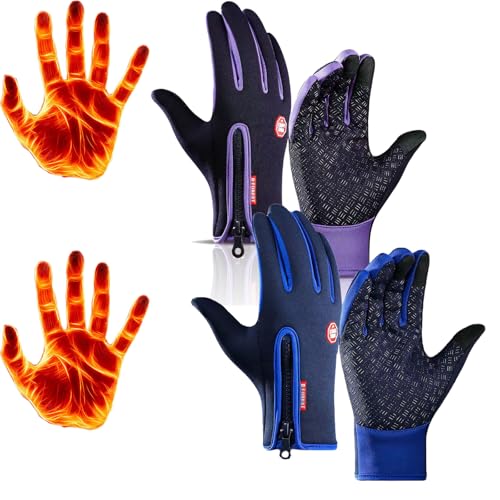 Donubiiu Thermoslim Handschuhe Nature Vibes, NaturVibes - ThermoSlim Handschuhe, Frostfit Thermo Handschuhe,Touchscreen Thermo Handschuhe Herren Damen (Blau+Lila,M) von Donubiiu