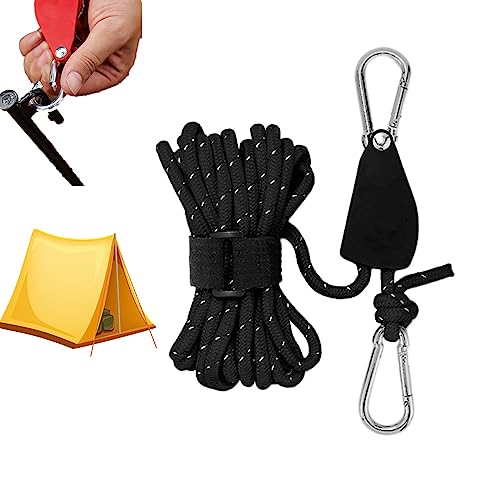 Donubiiu Windfestes Seil zur Einstellung der Riemenscheibe, Portable Pulley Camping Rope, Verstellbares Fix-Zelt, hochfestes, schnell lösendes Riemenscheiben-Campingseil für Zeltplane (Black,6mm*5M) Donubiiu Windfestes Seil zur Einstellung der Riemenscheibe, Portable Pulley Camping Rope, Verstellbares Fix-Zelt, hochfestes, schnell lösendes Riemenscheiben-Campingseil für Zeltplane (Black,6mm*5M) von Donubiiu