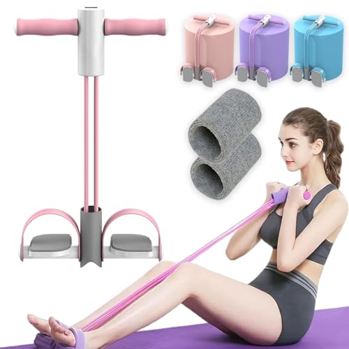 Multifunctional Pedal Puller Resistance Rope, Pedal Puller Resistance Band, Foot Pedal Resistance Band with Handle, 4/6-Tube Yoga Tension Rope, Pedal Tension Rope for Abdomen, Waist (4-Tube,Basic-A) von Donubiiu