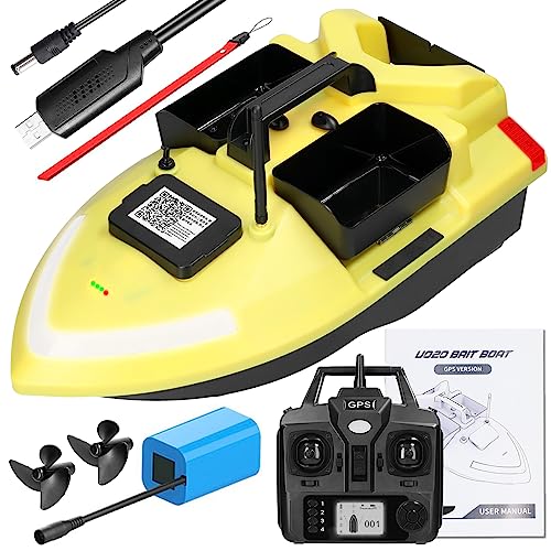 doorslay GPS Futterboot, 500m Ferngesteuert Köderboot Dual Motor Fish Finder 2KG Loading Support Automatic Cruise/Return/Route Correction with Night Light Turn Signal for Fishing von doorslay