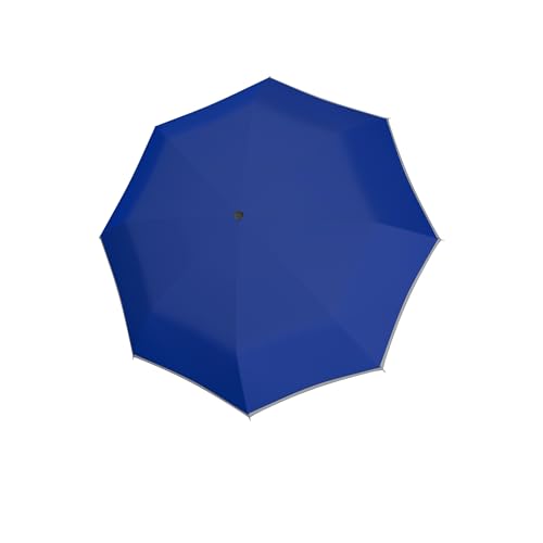 doppler Regenschirm Mini Light Up Reflex in blau I Regenschirm mit reflektierendem Rand I Handöffner Taschenregenschirm I Mini Schirm mit Schirmtasche I Leichter Taschenschirm für unterwegs von Doppler