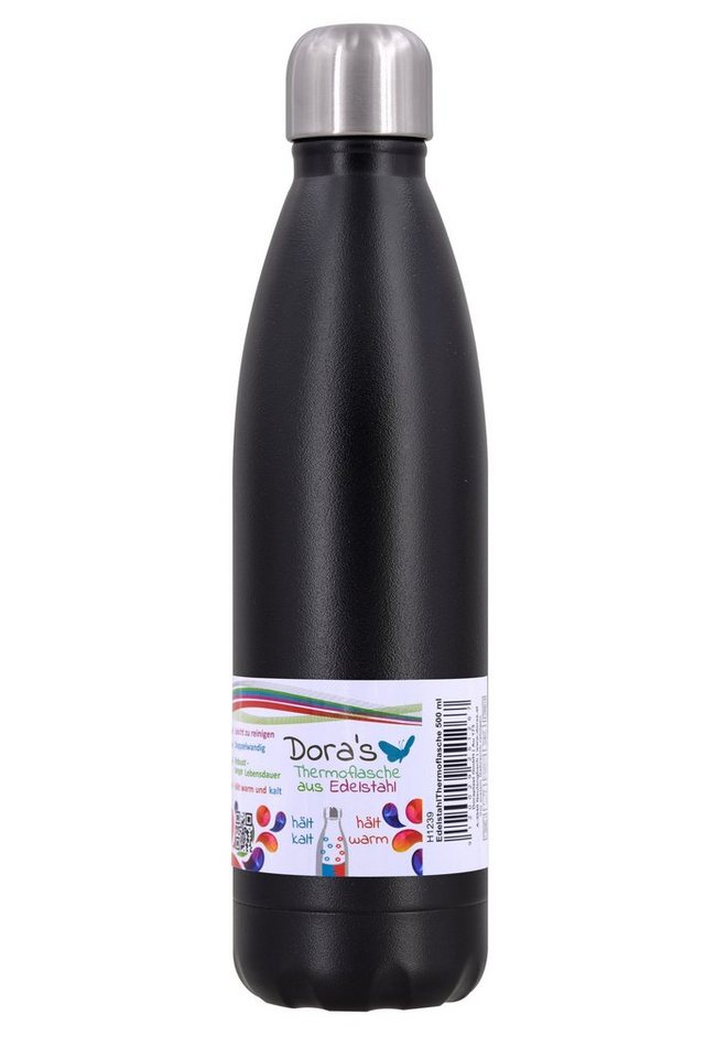 Dora's Trinkflasche Edelstahl Thermoflasche schwarz 500ml Dora's Trinkflasche Edelstahl Thermoflasche schwarz 500ml von Dora's