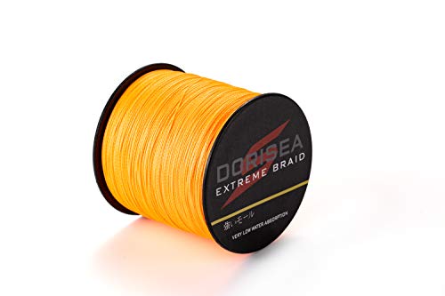 DORISEA Extreme Braid Angelschnur, 100 % PE, geflochten, 2,7–250 kg, 500 m, Angelschnur, abriebfest, unglaubliche Superline, Zero Stretch, kleiner Durchmesser (Orange, 9,1 kg/0,20 mm) von Dorisea