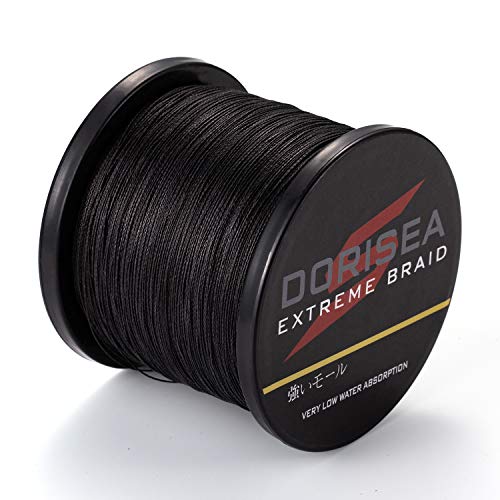 DORISEA Extreme Braid geflochtene Angelschnur, 100 % PE, 300 m, 2,7–250 kg getestet, abriebfest, unglaubliche Superline, kein Dehnen, kleiner Durchmesser, Schwarz, 45,4 kg/0,5 mm von Dorisea