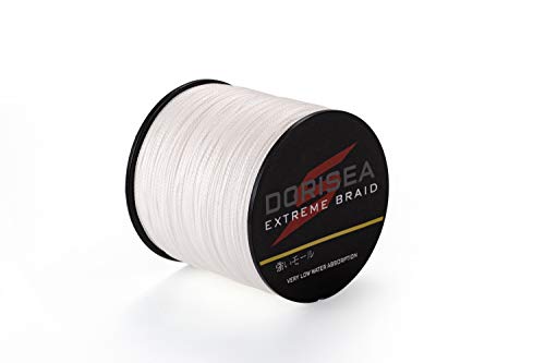 DORISEA Extreme Braid geflochtene Angelschnur, 8 Stränge, 100 % PE, 300 m, 2,7–250 kg getestet, abriebfest, unglaubliche Superline, kein Dehnen, kleiner Durchmesser, Weiß, 113,5 kg/0,8 mm von Dorisea