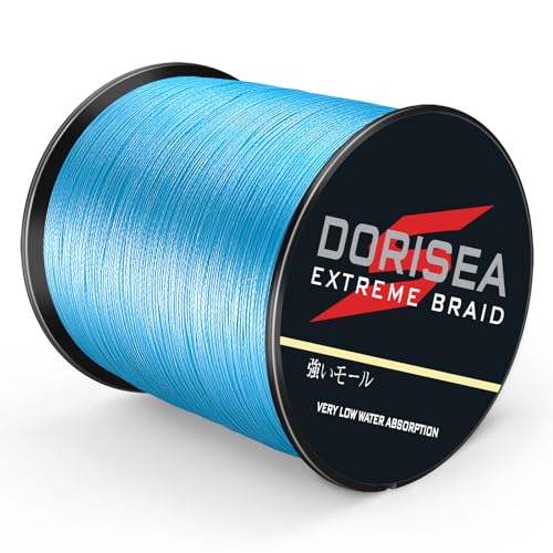 DORISEA Extreme Braid geflochtene Angelschnur, 100 % PE, 1000 m, 2,7–227 kg getestet, abriebfest, unglaubliche Superline, kein Dehnen, kleiner Durchmesser, Blau, 9 kg/0,2 mm von Dorisea