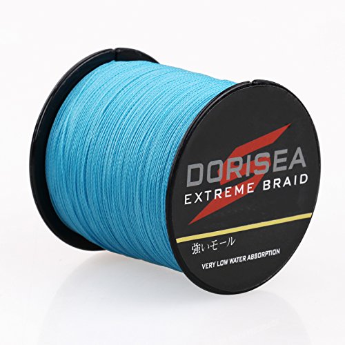 Dorisea Extreme Braid geflochtene Angelschnur, 100 % PE, 2,7–136 kg getestet, 100 m, abriebfest, unglaubliche Superline, kein Dehnen, kleiner Durchmesser, Blau, 45,4 kg/0,55 mm von Dorisea